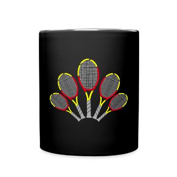 Tennis Shirt Schläger Racket spanisch Madrid - Tasse einfarbig - Schwarz - Vorne