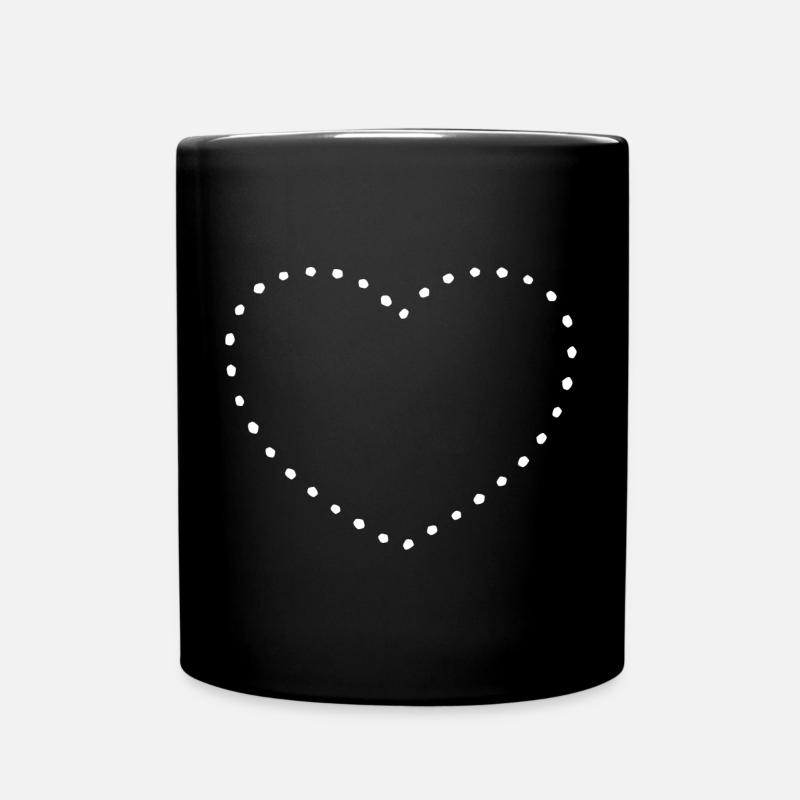 Herz white dots - Tasse einfarbig - Schwarz