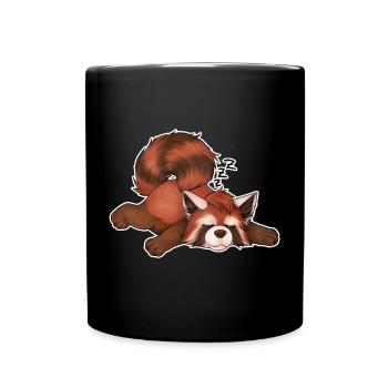 Niedlicher schlafender Kleiner Panda Geschenk - Tasse einfarbig - Schwarz - Vorne