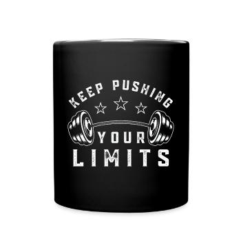  Gym Quote Keep Pushing Your Limits - Full Colour Mug - black - Front