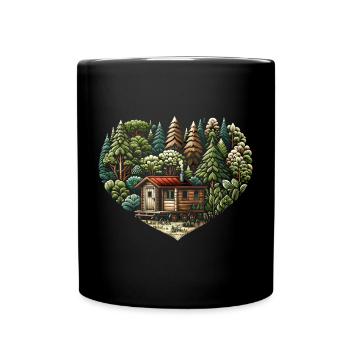 living close to nature with a tiny house in the forest - Full Colour Mug - black - Front