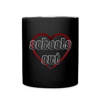 Bleistift Herz schools out - Schule aus - Tasse einfarbig - Schwarz - Vorne