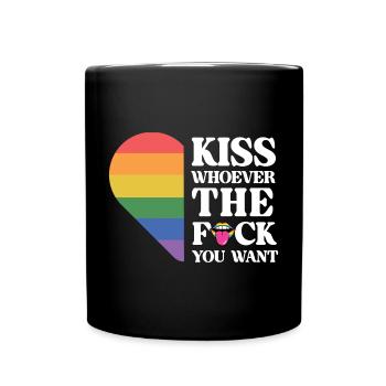 LGBT Pride Month - Küsse, wen du willst - Tasse einfarbig - Schwarz - Vorne