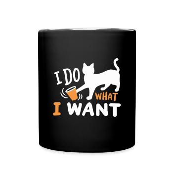 Katze Kätzchen Wortspiel - Tasse einfarbig - Schwarz - Vorne