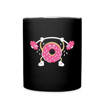 Donut Gewichtheber - Tasse einfarbig - Schwarz - Vorne
