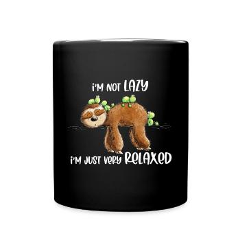Faultier Spruch Very Relaxed - Tasse einfarbig - Schwarz - Vorne