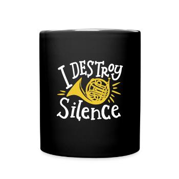Waldhornspieler Musiker - Tasse einfarbig - Schwarz - Vorne