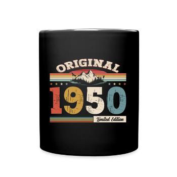 75. Geburtstag Baujahr 1950 Jahrgang 1950 Original - Tasse einfarbig - Schwarz - Vorne
