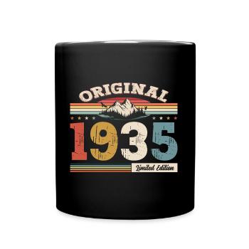 90. Geburtstag Baujahr 1935 Jahrgang 1935 Original - Tasse einfarbig - Schwarz - Vorne