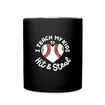 Baseball Mama Papa - Tasse einfarbig - Schwarz - Vorne