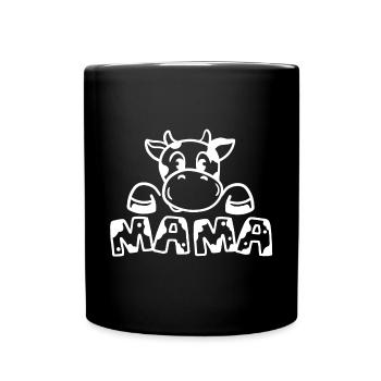 Kuh Mama Muttertag - Tasse einfarbig - Schwarz - Vorne