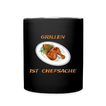 Hähnchen Grillen - Tasse einfarbig - Schwarz - Vorne