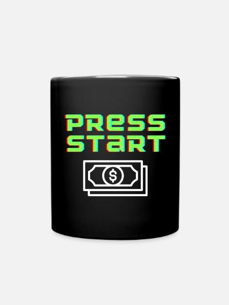 Press Start Retro Arcade Geldschein - Tasse einfarbig - Schwarz