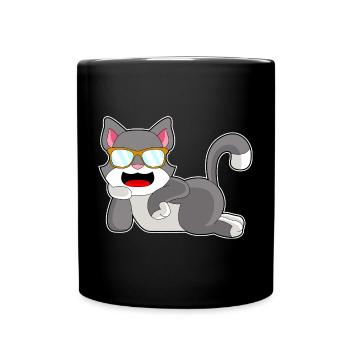 Lunettes de soleil chat - Mug uni - noir - Devant