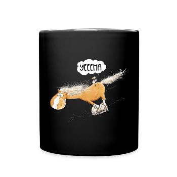 Horse With Roller Skate Rides Funny Horses Saying - Full Colour Mug - black - Front