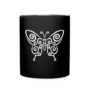 Symbole d'un papillon blanc - Mug uni - noir - Devant