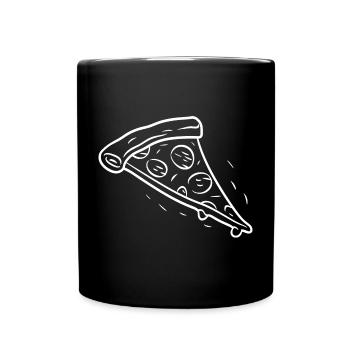 Pizza Slice Line Drawing - Full Colour Mug - black - Front