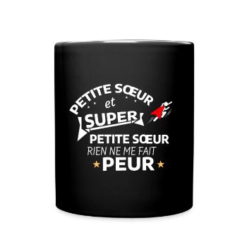 Superschwester und kleine Schwester Mut - Tasse einfarbig - Schwarz - Vorne