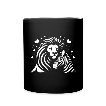 Leo and Zebra Love and Friendship - Full Colour Mug - black - Front