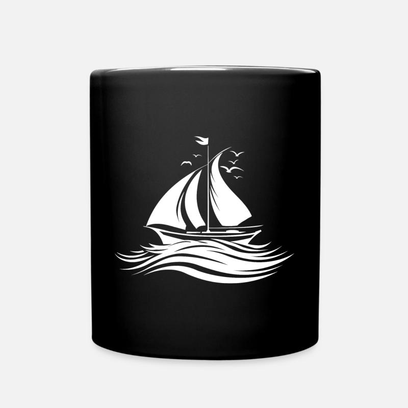 Segeln Skizze - Tasse einfarbig - Schwarz