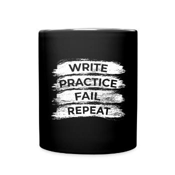 Writing Practice Fail Repeat - Full Colour Mug - black - Front