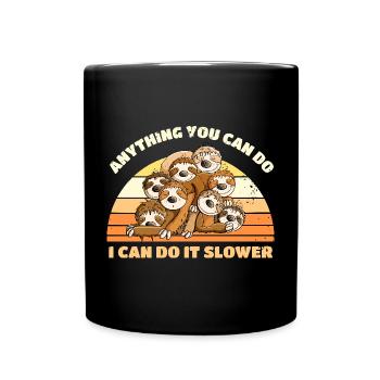 Sloth Bunch With Saying Vintage Retro Cartoon - Full Colour Mug - black - Front