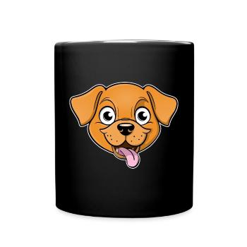 Fröhliches Bild eines Hundekopfes - Tasse einfarbig - Schwarz - Vorne