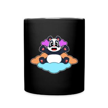 Panda Wolken - Tasse einfarbig - Schwarz - Vorne
