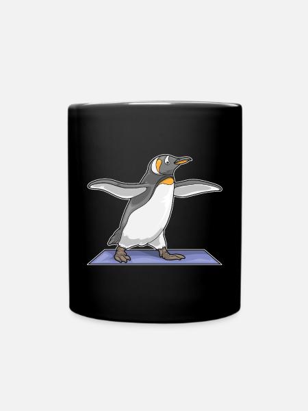 Pinguin Yoga Fitness Gymnastik - Tasse einfarbig - Schwarz