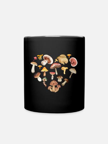 Champignons en forme de cœur.T-shirt pour cueilleur de champignons - Mug uni - noir