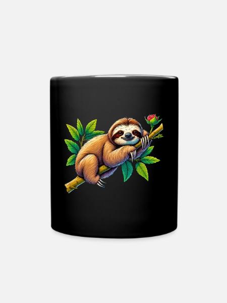 Faultier - Tasse einfarbig - Schwarz