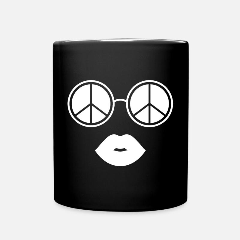 Frieden und Lippen / Friedensbrille und Lippen - Tasse einfarbig - Schwarz