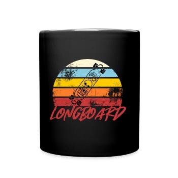 Retro Sunset Longboard Vintage - Full Colour Mug - black - Front