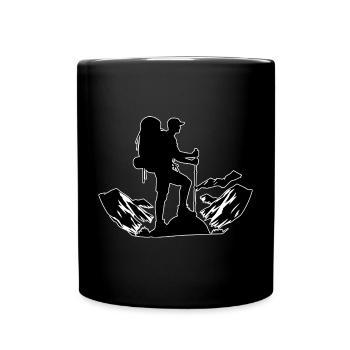 Wanderer Umriss - Tasse einfarbig - Schwarz - Vorne