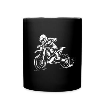dessin animé de course de motocross - motards et fans de moto - Mug uni - noir - Devant