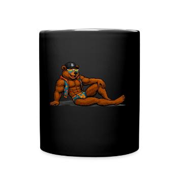 Chilliger Muskelbär – CrazyBearbo Relaxed - Tasse einfarbig - Schwarz - Vorne