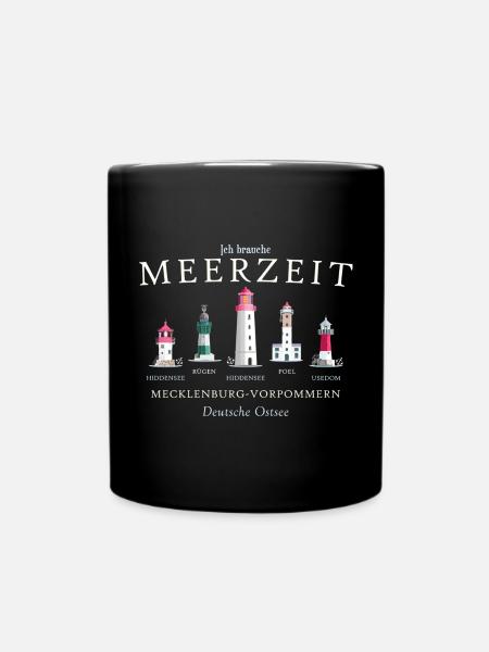 Rügen, Poel, Usedom, Hiddensee Handzeichnung - Tasse einfarbig - Schwarz