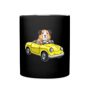 Meerschweinchen Auto - Tasse einfarbig - Schwarz - Vorne