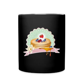 Motif de crêpes avec crème, baies et décoration - Mug uni - noir - Devant