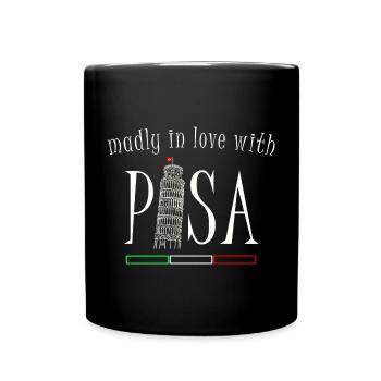 In love with Pisa, hand drawing, leaning tower - Full Colour Mug - black - Front