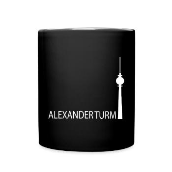 Witziger Berliner Fernsehturm Silhouette Parodie - Tasse einfarbig - Schwarz - Vorne
