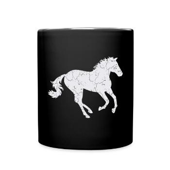 Cheval blanc au galop - Mug uni - noir - Devant