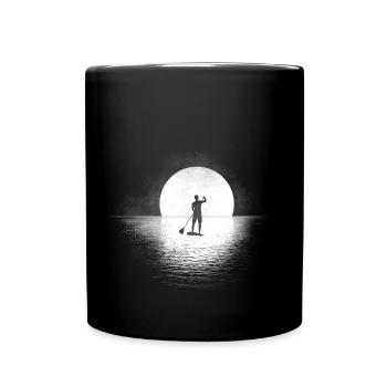 Stand Up Paddling Mann auf SUP Board - Tasse einfarbig - Schwarz - Vorne