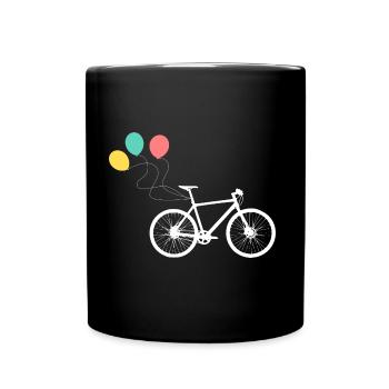 Fahrrad mit Luftballons - Tasse einfarbig - Schwarz - Vorne