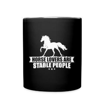 Horse lovers are stable people - Tasse einfarbig - Schwarz - Vorne