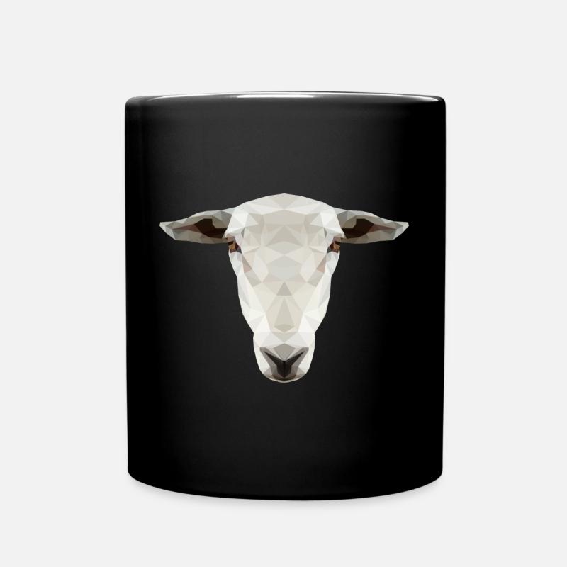 Sheep Head – Geometric Low Poly Animal Design - Full Colour Mug - black