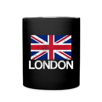 Klassisches Vintage London Design - Tasse einfarbig - Schwarz - Vorne