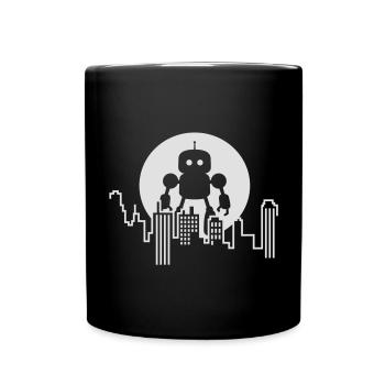 Robot City Skyline - Full Colour Mug - black - Front