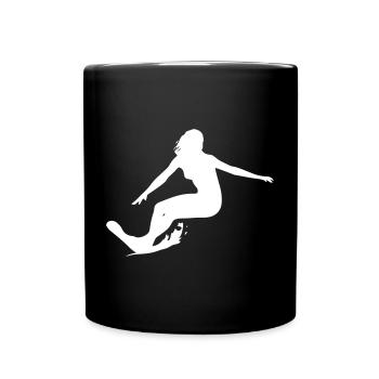 Surfergirl - Surf - Planche de surf - Mug uni - noir - Devant
