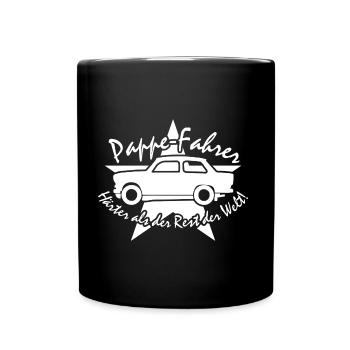 Pappe Fahrer Stern Trabi  w - Tasse einfarbig - Schwarz - Vorne